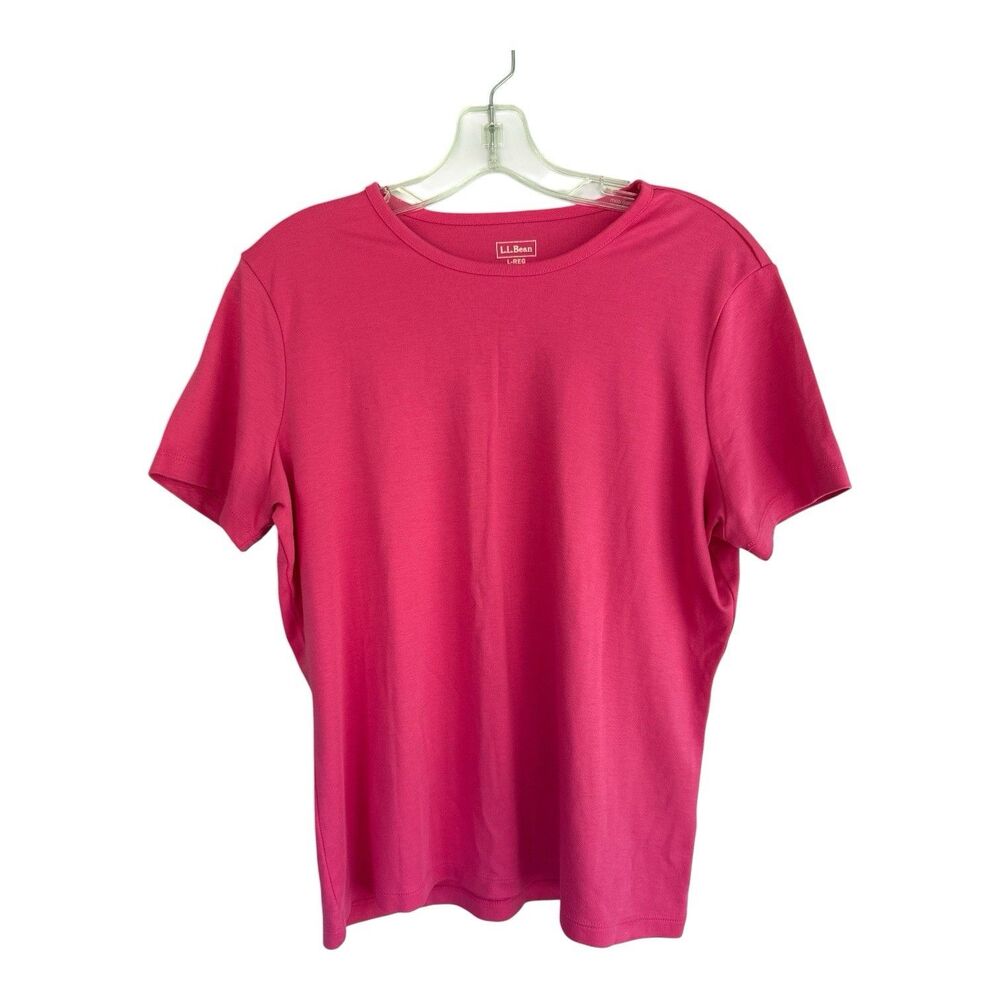 L.L Bean Magenta Pink T-Shirt Top Women’s Large Short Sleeve Casual 100% Cotton